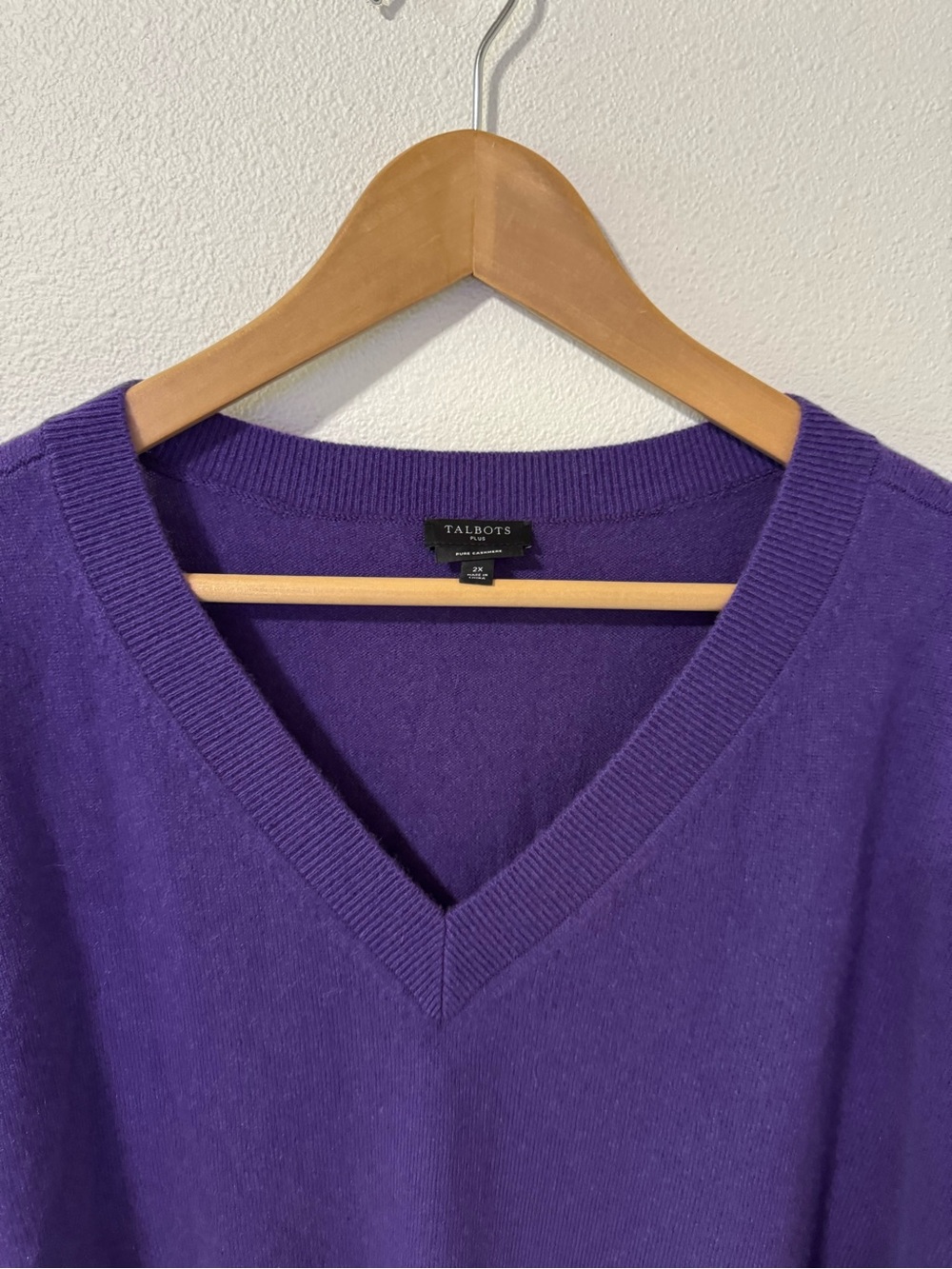 Talbots Plus Pure Cashmere V Neck Pullover Sweater Purple Relaxed Fit Luxury-2X - Picture 3 of 9